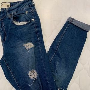 Garage mid-waisted ripped jeans